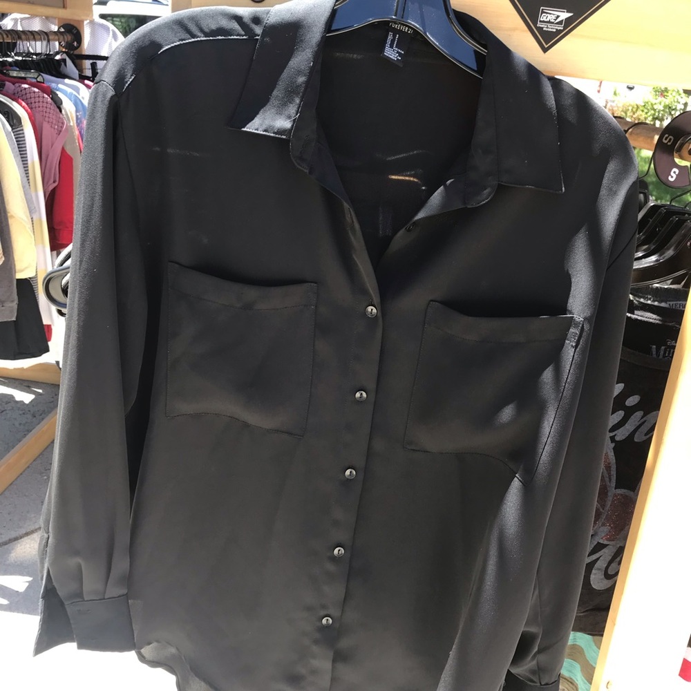 Forever 21 Sheer Black button down long sleeve